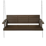 Gardeon Porch Swing Chair with Chain Outdoor Furniture 3 Seater Bench Wooden Brown - Furniture > Outdoor