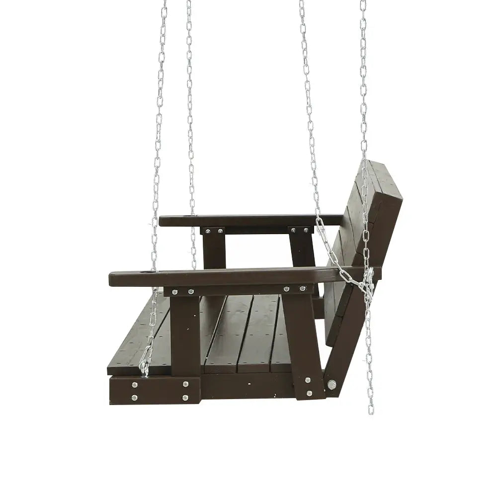 Gardeon Porch Swing Chair with Chain Outdoor Furniture 3 Seater Bench Wooden Brown - Furniture > Outdoor