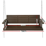 Gardeon Porch Swing Chair with Chain Outdoor Furniture 3 Seater Bench Wooden Brown - Furniture > Outdoor