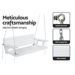 Gardeon Porch Swing Chair with Chain Outdoor Furniture 3 Seater Bench Wooden White - Furniture > Outdoor