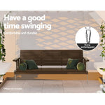 Gardeon Porch Swing Chair with Chain Outdoor Furniture 3 Seater Bench Wooden Brown - Furniture > Outdoor