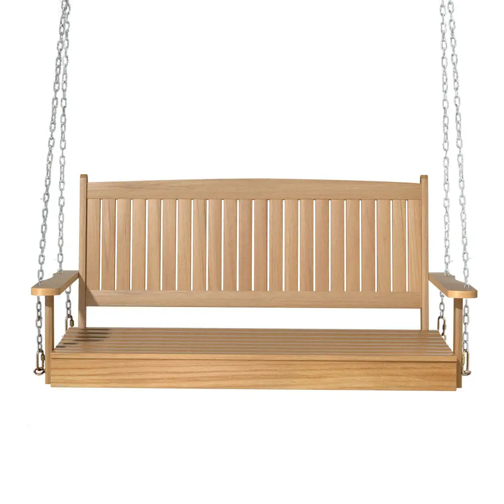 Gardeon Porch Swing Chair With Chain Outdoor Furniture Wooden Bench 2 Seat Teak - Furniture > Outdoor