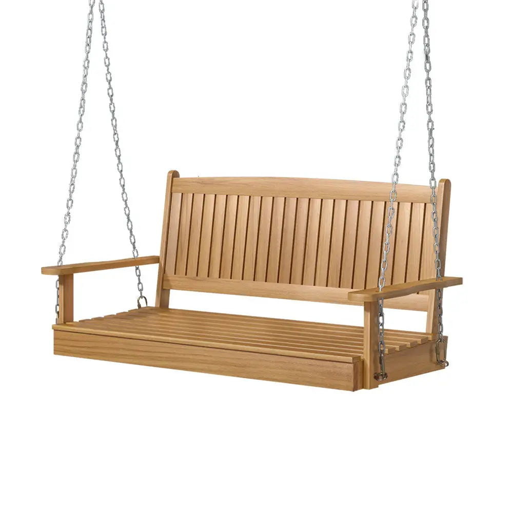 Gardeon Porch Swing Chair With Chain Outdoor Furniture Wooden Bench 2 Seat Teak - Furniture > Outdoor