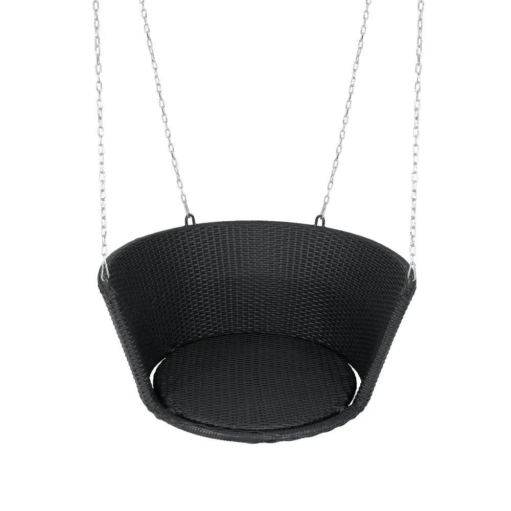 Gardeon Rattan Porch Swing Chair With Chain Cushion Outdoor Furniture Black - Home & Garden > Hammocks