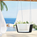 Gardeon Rattan Porch Swing Chair With Chain Cushion Outdoor Furniture Black - Home & Garden > Hammocks