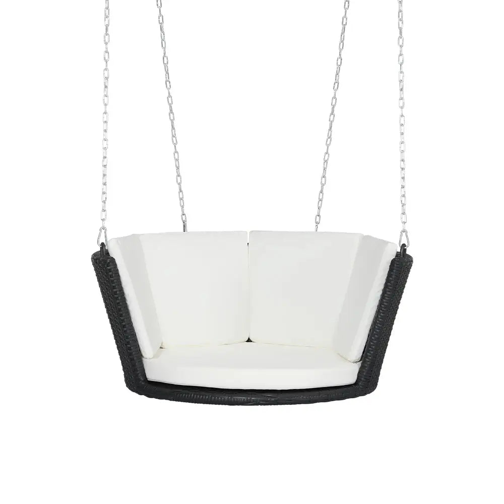 Gardeon Rattan Porch Swing Chair With Chain Cushion Outdoor Furniture Black - Home & Garden > Hammocks