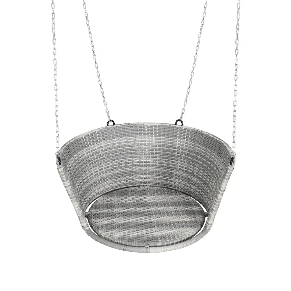 Gardeon Rattan Porch Swing Chair With Chain Cushion Outdoor Furniture Grey - Home & Garden > Hammocks