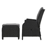 Gardeon Recliner Chair Sun lounge Wicker Lounger Outdoor Furniture Patio Adjustable Black - Furniture > Outdoor