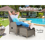 Gardeon Recliner Chair Sun lounge Wicker Lounger Outdoor Furniture Patio Adjustable Grey - Furniture > Outdoor