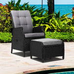 Gardeon Recliner Chair Sun lounge Wicker Lounger Outdoor Furniture Patio Adjustable Black - Furniture > Outdoor