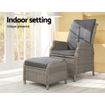 Gardeon Recliner Chair Sun lounge Wicker Lounger Outdoor Furniture Patio Adjustable Grey - Furniture > Outdoor