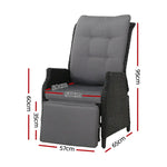 Gardeon Recliner Chairs Sun lounge Wicker Lounger Outdoor Furniture Patio Adjustable Black - Furniture > Outdoor