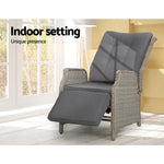 Gardeon Recliner Chairs Sun lounge Wicker Lounger Outdoor Furniture Patio Adjustable Grey - Furniture > Outdoor