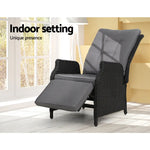 Gardeon Recliner Chairs Sun lounge Wicker Lounger Outdoor Furniture Patio Adjustable Black - Furniture > Outdoor
