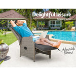 Gardeon Recliner Chairs Sun lounge Wicker Lounger Outdoor Furniture Patio Adjustable Grey - Furniture > Outdoor