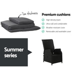 Gardeon Recliner Chairs Sun lounge Wicker Lounger Outdoor Furniture Patio Adjustable Black - Furniture > Outdoor