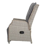 Gardeon Recliner Chairs Sun lounge Wicker Lounger Outdoor Furniture Patio Adjustable Grey - Furniture > Outdoor