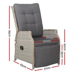 Gardeon Recliner Chairs Sun lounge Wicker Lounger Outdoor Furniture Patio Adjustable Grey - Furniture > Outdoor