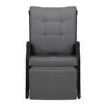 Gardeon Recliner Chairs Sun lounge Wicker Lounger Outdoor Furniture Patio Adjustable Black - Furniture > Outdoor