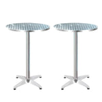Gardeon Set of 2 Outdoor Bar Table Aluminium Round 70/110CM - Furniture > Outdoor