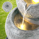 Gardeon Solar Fountain Water Feature Bird Bath Garden LED Light 80CM Grey - Home & Garden > Fountains > Fountain &