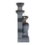 Gardeon Solar Fountain Water Feature Outdoor Fountain Indoor 3-Tier Bowl Cascading Grey - Home & Garden > Fountains >