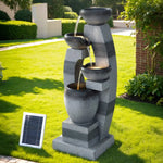 Gardeon Solar Fountain Water Feature Outdoor Fountain Indoor 3-Tier Bowl Cascading Grey - Home & Garden > Fountains >