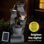 Gardeon Solar Fountain Water Feature Outdoor Fountain Indoor 3-Tier Bowl Cascading Grey - Home & Garden > Fountains >