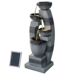 Gardeon Solar Fountain Water Feature Outdoor Fountain Indoor 3-Tier Bowl Cascading Grey - Home & Garden > Fountains >