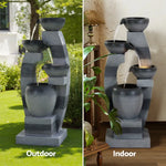 Gardeon Solar Fountain Water Feature Outdoor Fountain Indoor 3-Tier Bowl Cascading Grey - Home & Garden > Fountains >