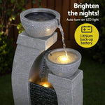 Gardeon Solar Fountain Water Feature Outdoor Fountain Indoor 3-Tier Cascading Grey - Home & Garden > Fountains >
