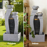 Gardeon Solar Fountain Water Feature Outdoor Fountain Indoor 3-Tier Cascading Grey - Home & Garden > Fountains >