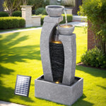 Gardeon Solar Fountain Water Feature Outdoor Fountain Indoor 3-Tier Cascading Grey - Home & Garden > Fountains >