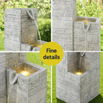 Gardeon Solar Fountain Water Feature Outdoor Indoor 4-Tier Square Cascading Beige - Home & Garden > Fountains >