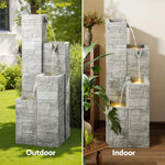 Gardeon Solar Fountain Water Feature Outdoor Indoor 4-Tier Square Cascading Beige - Home & Garden > Fountains >