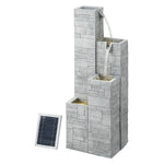 Gardeon Solar Fountain Water Feature Outdoor Indoor 4-Tier Square Cascading Beige - Home & Garden > Fountains >