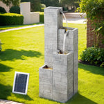 Gardeon Solar Fountain Water Feature Outdoor Indoor 4-Tier Square Cascading Beige - Home & Garden > Fountains >