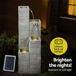 Gardeon Solar Fountain Water Feature Outdoor Indoor 4-Tier Square Cascading Beige - Home & Garden > Fountains >