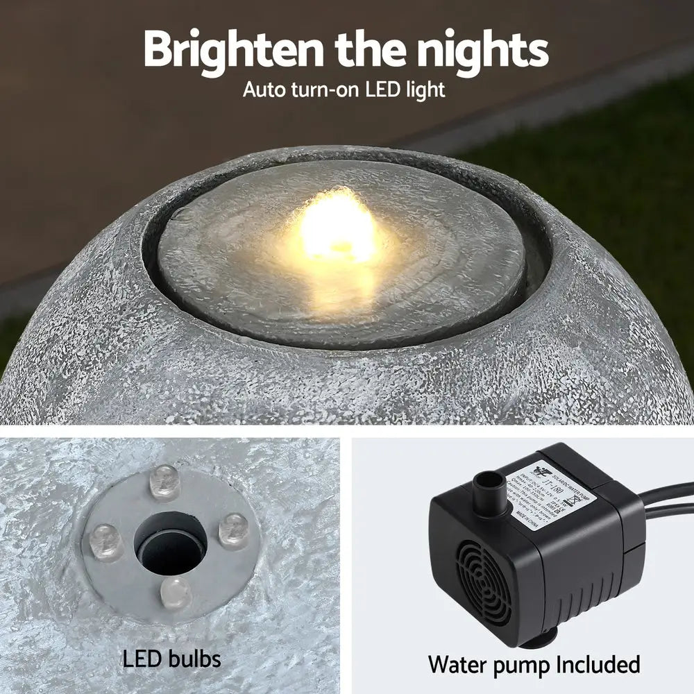 Gardeon Solar Fountain Water Feature Outdoor Fountain LED Lights Beige - Home & Garden > Fountains > Fountain & Ponds