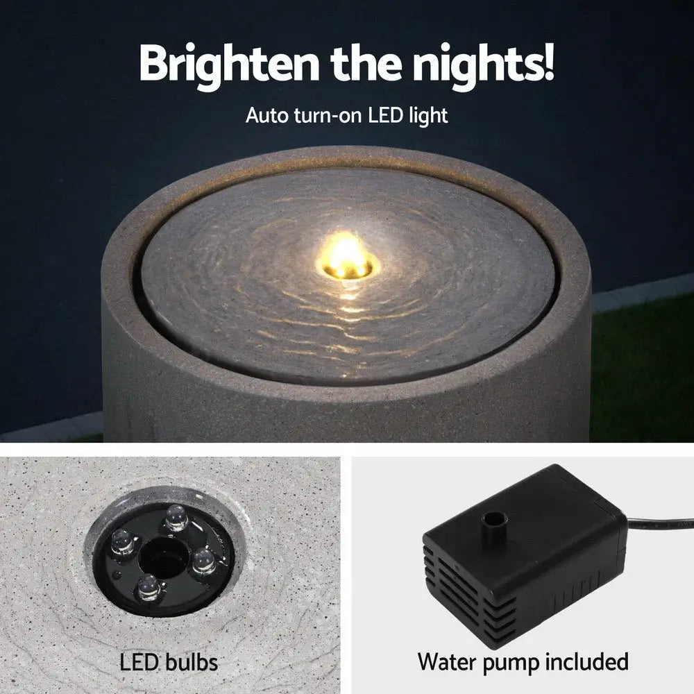 Gardeon Solar Fountain Water Feature Outdoor Fountain LED Lights Beige - Home & Garden > Fountains > Fountain & Ponds