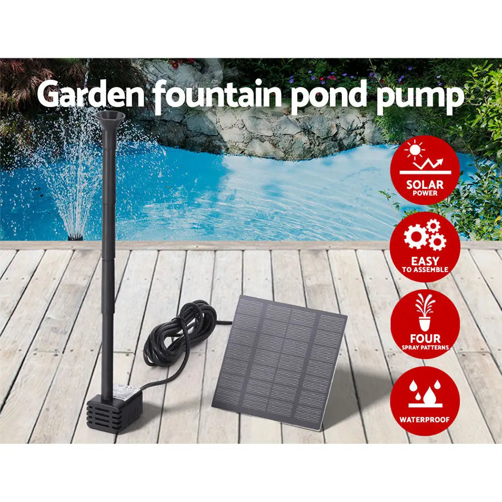 Gardeon Solar Pond Pump Submersible Powered Garden Pool Water Fountain Kit 2.6FT - Home & Garden > Fountains
