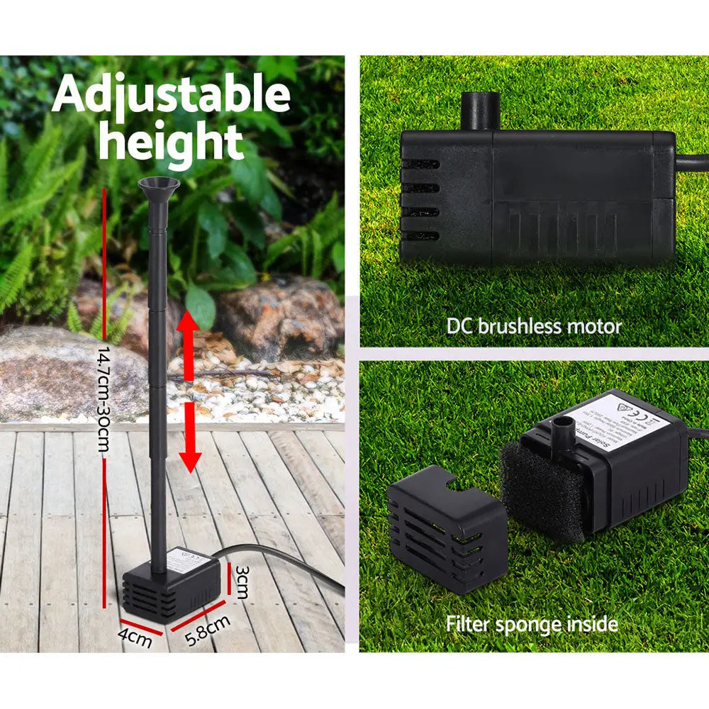 Gardeon Solar Pond Pump Submersible Powered Garden Pool Water Fountain Kit 4.4FT - Home & Garden > Fountains