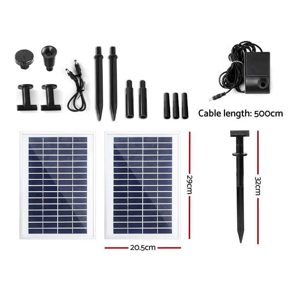 Gardeon Solar Pond Pump with 2 Panels 7.2FT - Home & Garden > Fountains