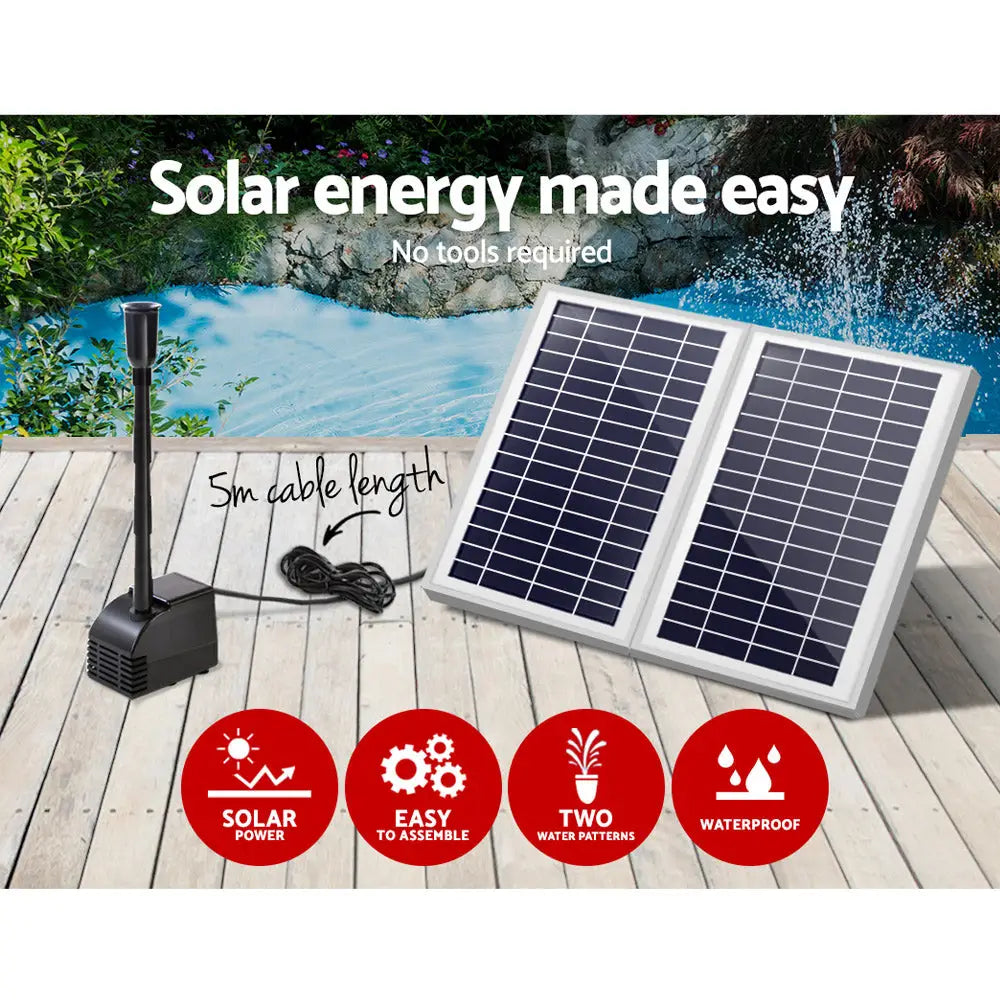 Gardeon Solar Pond Pump with 2 Panels 7.2FT - Home & Garden > Fountains