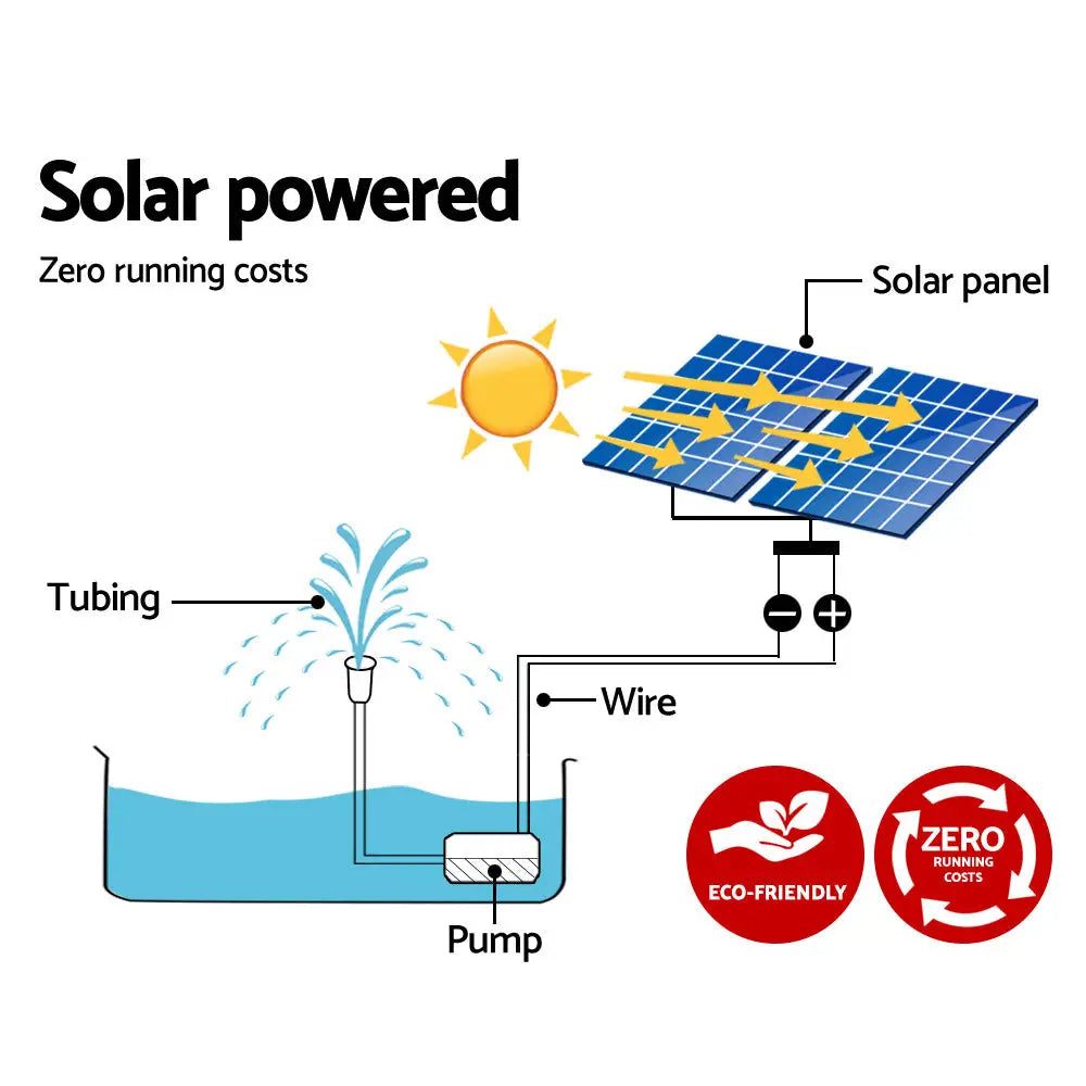 Gardeon Solar Pond Pump with 2 Panels 7.2FT - Home & Garden > Fountains