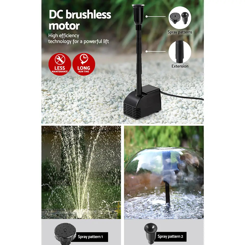 Gardeon Solar Pond Pump with 2 Panels 7.2FT - Home & Garden > Fountains