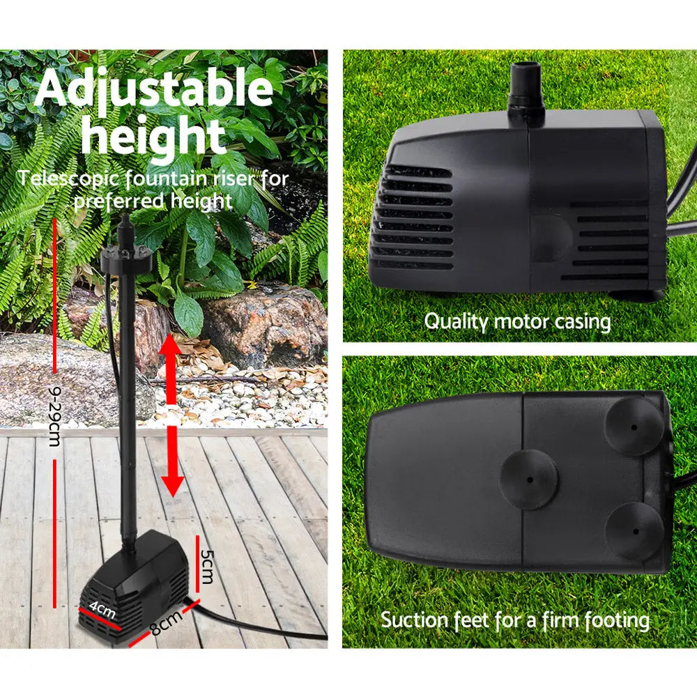 Gardeon Solar Pond Pump with Battery Kit LED Lights 4FT - Home & Garden > Fountains