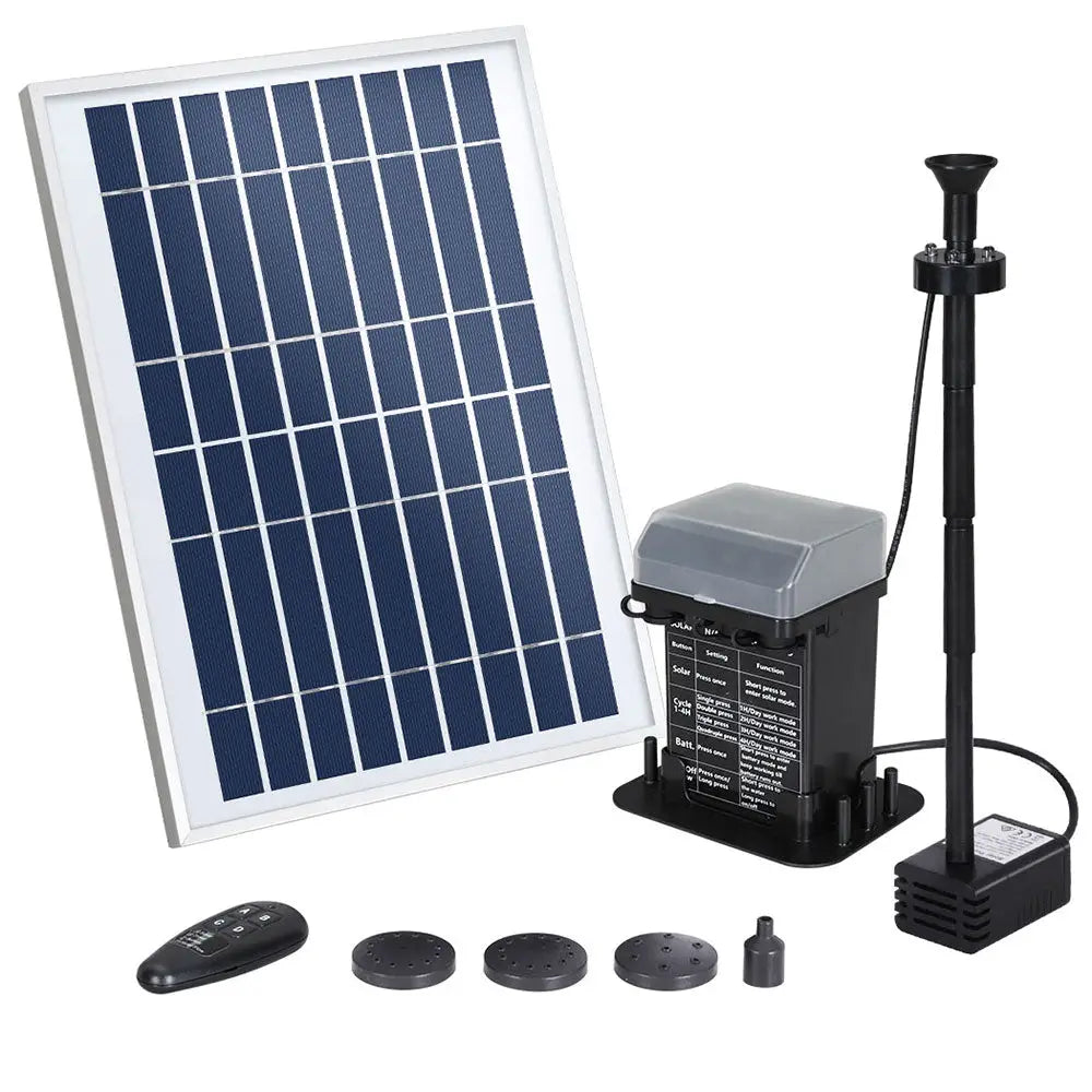 Gardeon Solar Pond Pump with Battery Kit LED Lights 5.2FT - Home & Garden > Fountains