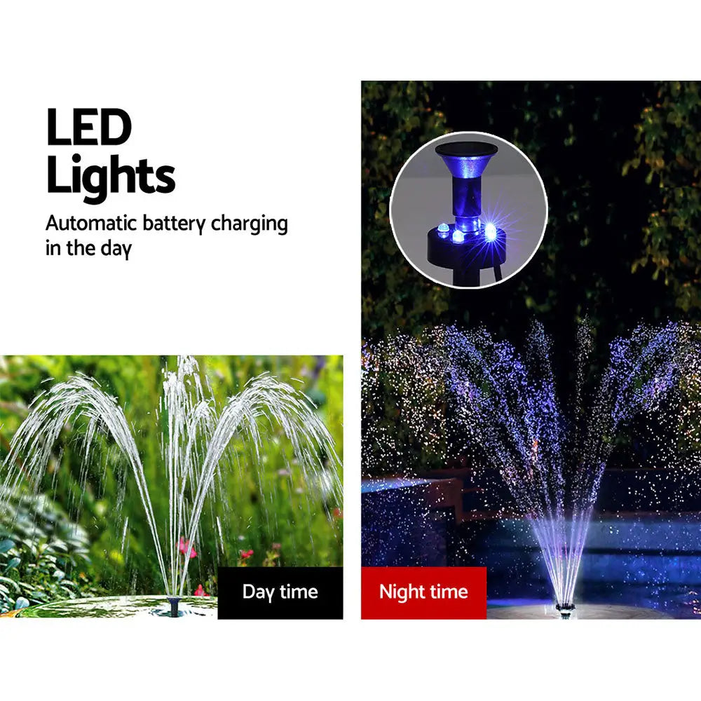 Gardeon Solar Pond Pump with Battery Kit LED Lights 5.2FT - Home & Garden > Fountains