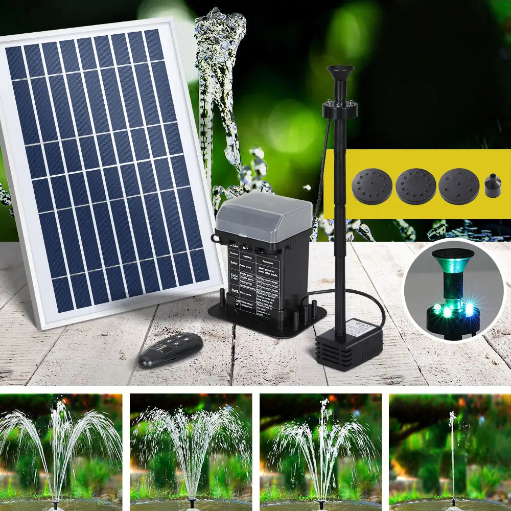 Gardeon Solar Pond Pump with Battery Kit LED Lights 5.2FT - Home & Garden > Fountains